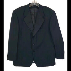 Vito Rufolo Italian Made 44R Super 120s Wool 3 Button Black Tuxedo Suit Blazer